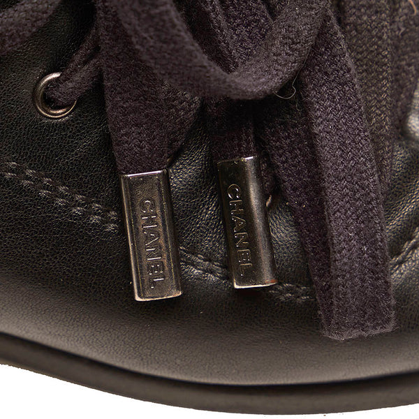 シャネル ココマーク スニーカー ブラック レザー レディース CHANEL 【中古】