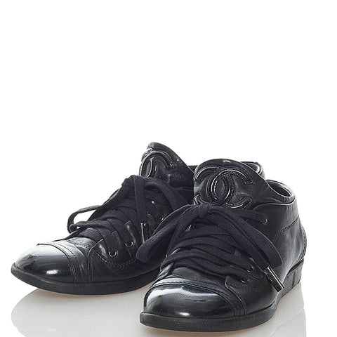シャネル ココマーク スニーカー ブラック レザー レディース CHANEL 【中古】