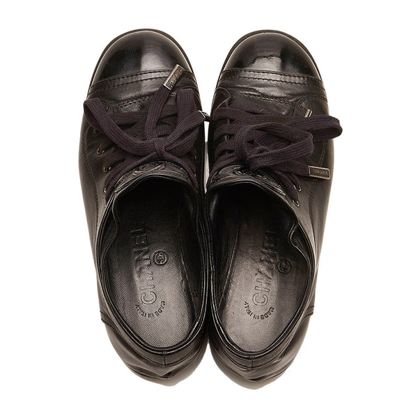 シャネル ココマーク スニーカー ブラック レザー レディース CHANEL 【中古】