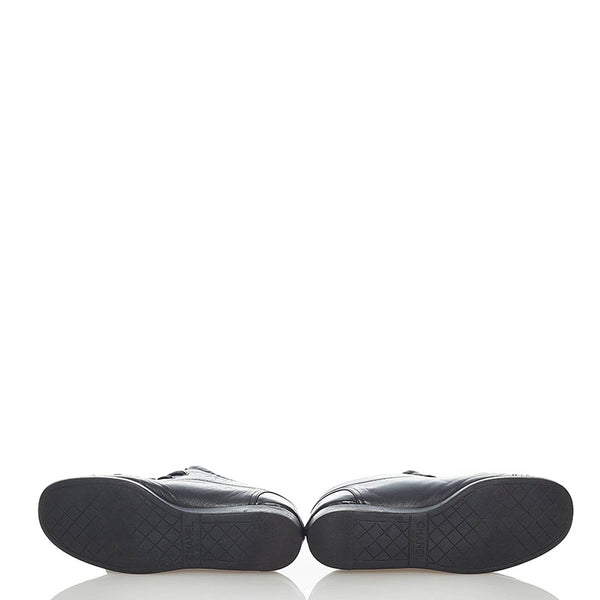 シャネル ココマーク スニーカー ブラック レザー レディース CHANEL 【中古】