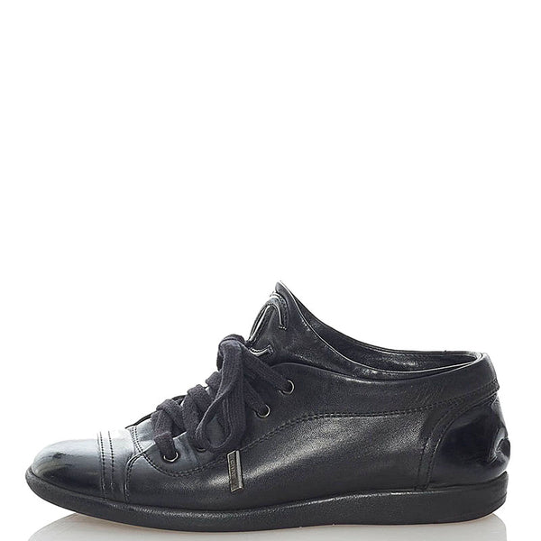 シャネル ココマーク スニーカー ブラック レザー レディース CHANEL 【中古】