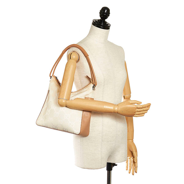 グッチ GGキャンバス ワンショルダーバッグ 001 3766 ホワイト ベージュ キャンバス レザー レディース GUCCI 【中古】