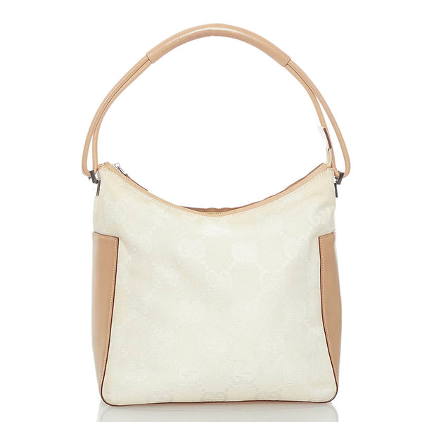 グッチ GGキャンバス ワンショルダーバッグ 001 3766 ホワイト ベージュ キャンバス レザー レディース GUCCI 【中古】