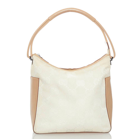 グッチ GGキャンバス ワンショルダーバッグ 001 3766 ホワイト ベージュ キャンバス レザー レディース GUCCI 【中古】