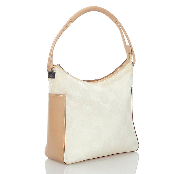 グッチ GGキャンバス ワンショルダーバッグ 001 3766 ホワイト ベージュ キャンバス レザー レディース GUCCI 【中古】