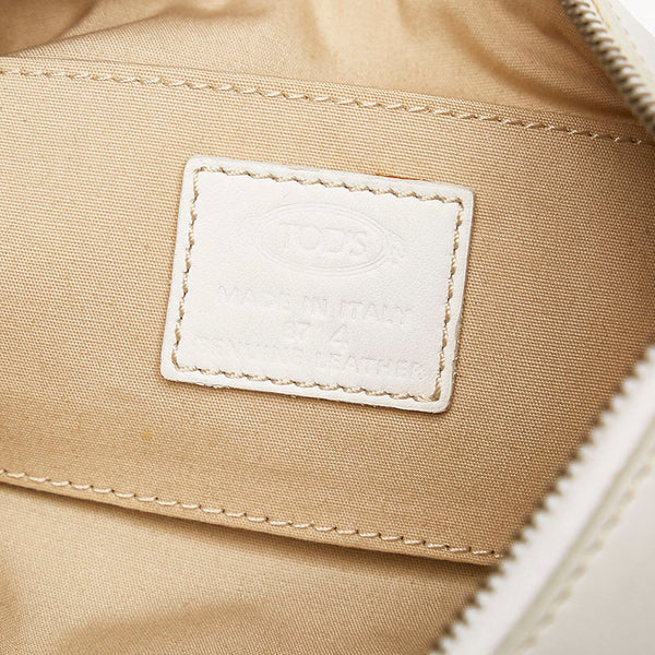 トッズ ボート ポーチ ベージュ ホワイト キャンバス レザー レディース TOD’S 【中古】