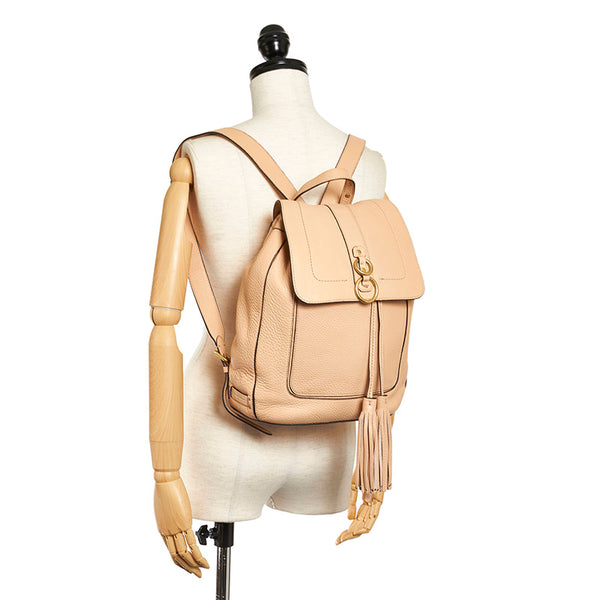 コールハーン タッセル リュック バックパック ベージュ レザー レディース COLE HAAN 【中古】