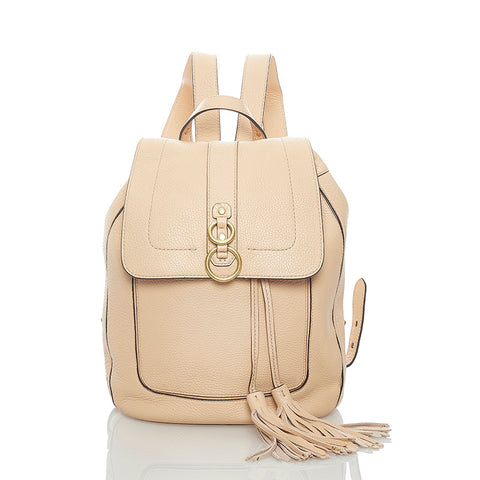 コールハーン タッセル リュック バックパック ベージュ レザー レディース COLE HAAN 【中古】
