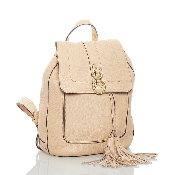 コールハーン タッセル リュック バックパック ベージュ レザー レディース COLE HAAN 【中古】