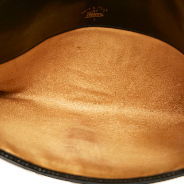 グッチ シェリーライン クラッチバッグ ブラック レザー レディース GUCCI 【中古】