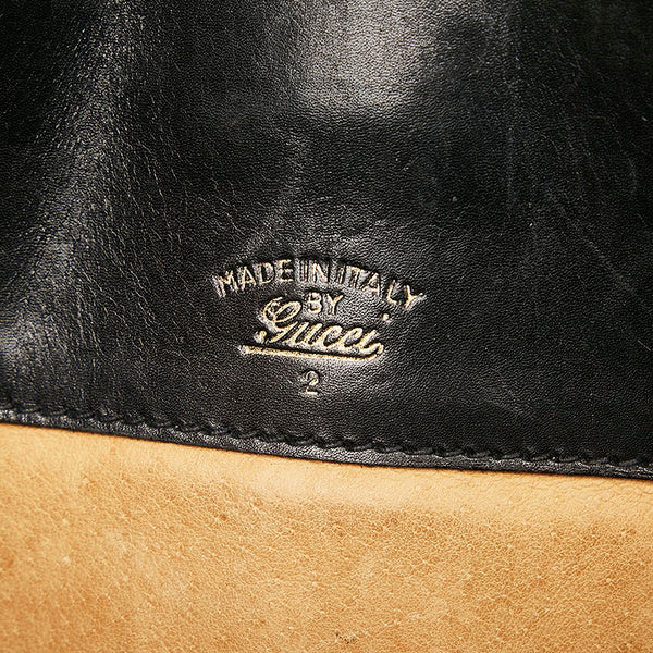 グッチ シェリーライン クラッチバッグ ブラック レザー レディース GUCCI 【中古】