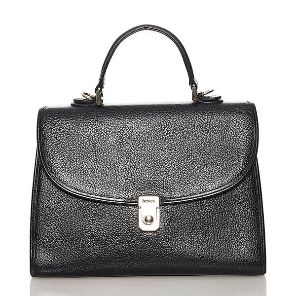 バーバリー ノバチェック シャドーホース ハンドバッグ ショルダーバッグ 2WAY ブラック レザー レディース BURBERRY 【中古】