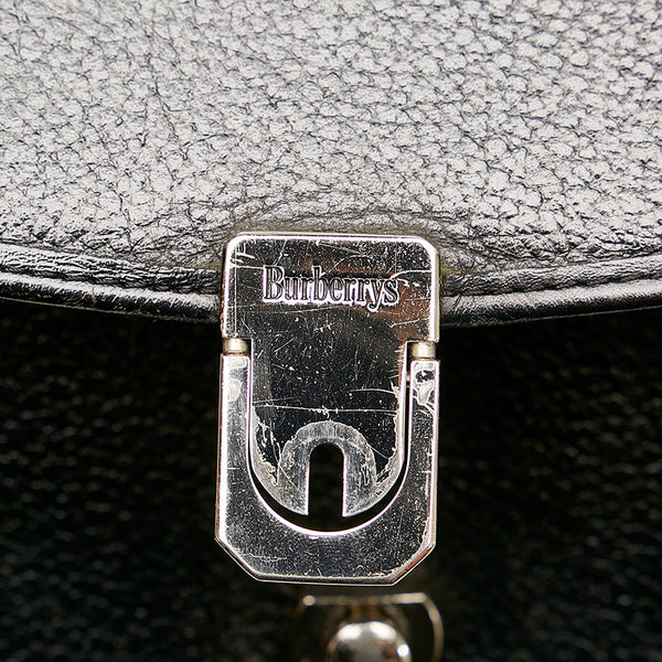 バーバリー ノバチェック シャドーホース ハンドバッグ ショルダーバッグ 2WAY ブラック レザー レディース BURBERRY 【中古】