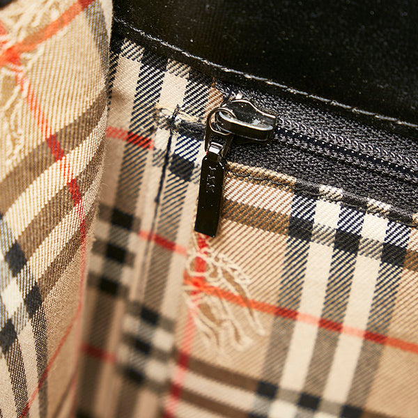 バーバリー ノバチェック シャドーホース ハンドバッグ ショルダーバッグ 2WAY ブラック レザー レディース BURBERRY 【中古】