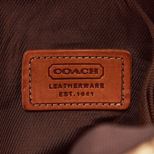 コーチ シグネチャー バケットハット ベージュ ポリエステル コットン レザー レディース COACH 【中古】
