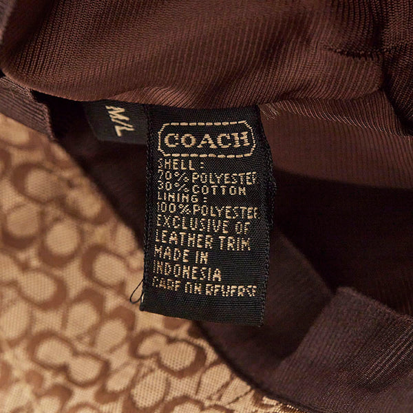 コーチ シグネチャー バケットハット ベージュ ポリエステル コットン レザー レディース COACH 【中古】