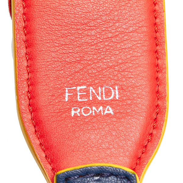 フェンディ ストラップユー フラワー ショルダーストラップ ネイビー マルチ レザー レディース FENDI 【中古】