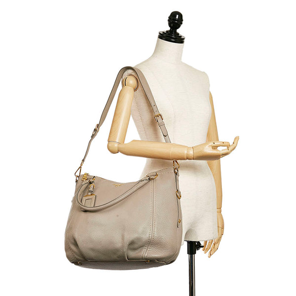 プラダ ヴィッテロダイノ ハンドバッグ ショルダーバッグ 2WAY BR4420 POMICE グレージュ レザー レディース PRADA 【中古】