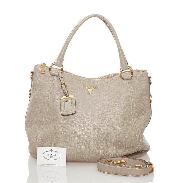 プラダ ヴィッテロダイノ ハンドバッグ ショルダーバッグ 2WAY BR4420 POMICE グレージュ レザー レディース PRADA 【中古】