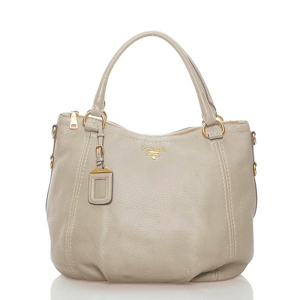 プラダ ヴィッテロダイノ ハンドバッグ ショルダーバッグ 2WAY BR4420 POMICE グレージュ レザー レディース PRADA 【中古】