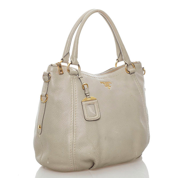 プラダ ヴィッテロダイノ ハンドバッグ ショルダーバッグ 2WAY BR4420 POMICE グレージュ レザー レディース PRADA 【中古】