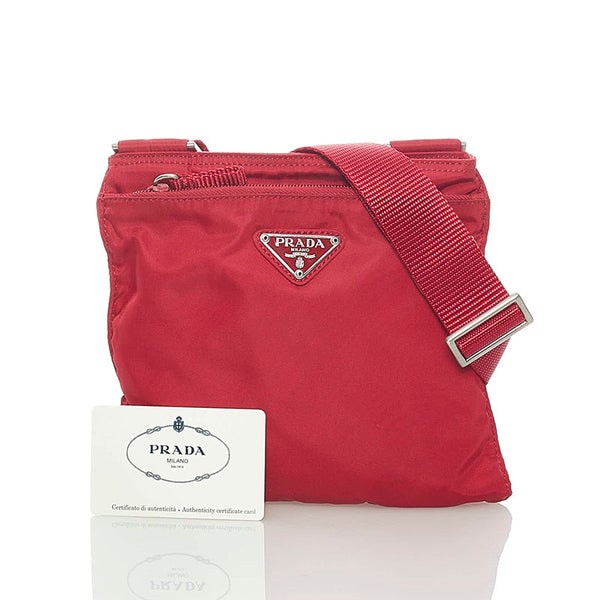 プラダ VERA 斜め掛け ショルダーバッグ B7372 CHERRY レッド ナイロン レディース PRADA 【中古】
