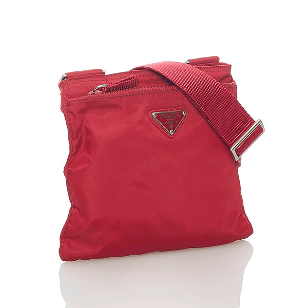 プラダ VERA 斜め掛け ショルダーバッグ B7372 CHERRY レッド ナイロン レディース PRADA 【中古】