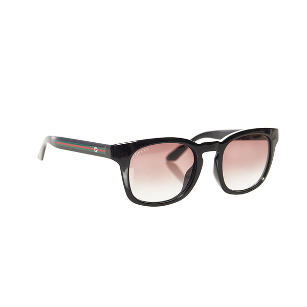 グッチ シェリー ウェリントン サングラス GG 1126/F/S D28N6 ブラック ブラウン プラスチック レディース GUCCI 【中古】