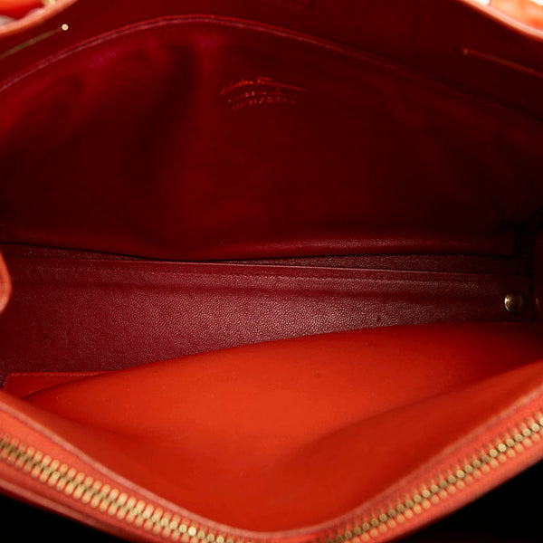 サルヴァトーレフェラガモ ガンチーニ ハンドバッグ AU-21 / D658 オレンジ レザー レディース Salvatore Ferragamo 【中古】