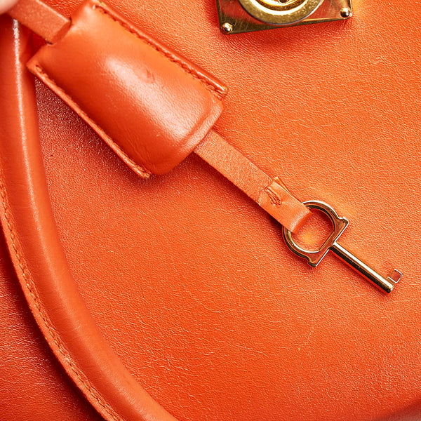 サルヴァトーレフェラガモ ガンチーニ ハンドバッグ AU-21 / D658 オレンジ レザー レディース Salvatore Ferragamo 【中古】