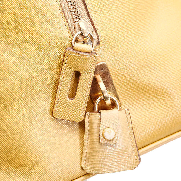 プラダ サフィアーノ ハンドバッグ ボストンバッグ イエロー レザー レディース PRADA 【中古】