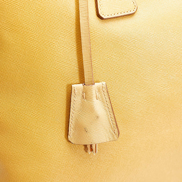 プラダ サフィアーノ ハンドバッグ ボストンバッグ イエロー レザー レディース PRADA 【中古】