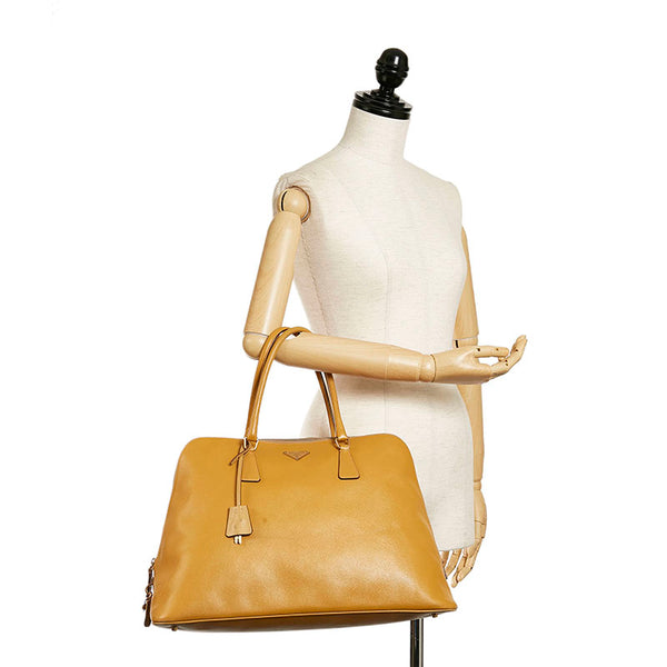 プラダ サフィアーノ ハンドバッグ ボストンバッグ イエロー レザー レディース PRADA 【中古】