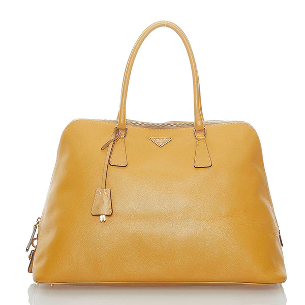 プラダ サフィアーノ ハンドバッグ ボストンバッグ イエロー レザー レディース PRADA 【中古】