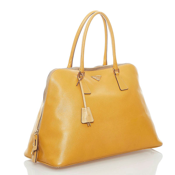 プラダ サフィアーノ ハンドバッグ ボストンバッグ イエロー レザー レディース PRADA 【中古】