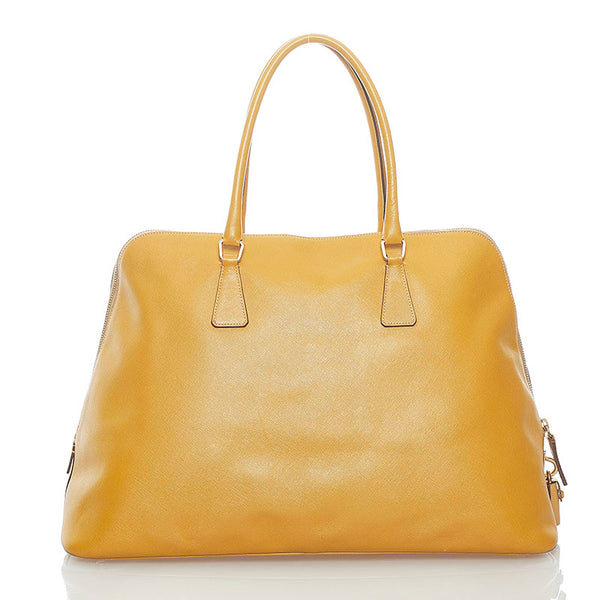 プラダ サフィアーノ ハンドバッグ ボストンバッグ イエロー レザー レディース PRADA 【中古】