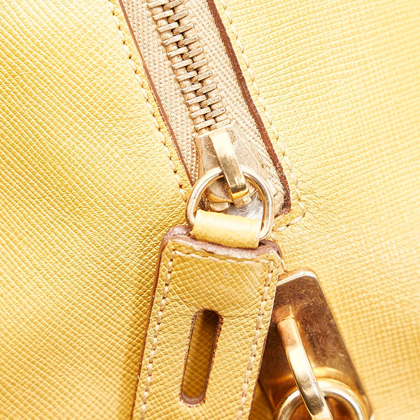 プラダ サフィアーノ ハンドバッグ ボストンバッグ イエロー レザー レディース PRADA 【中古】
