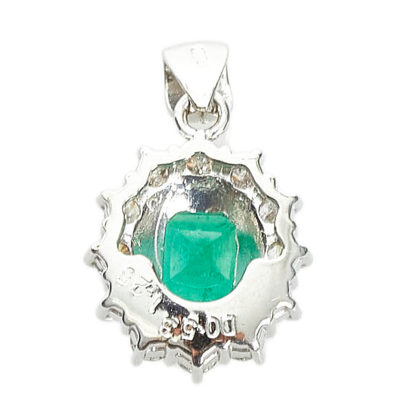 Pt900 プラチナ エメラルド1.25ct ダイヤ0.53ct ペンダントトップ レディース 【中古】