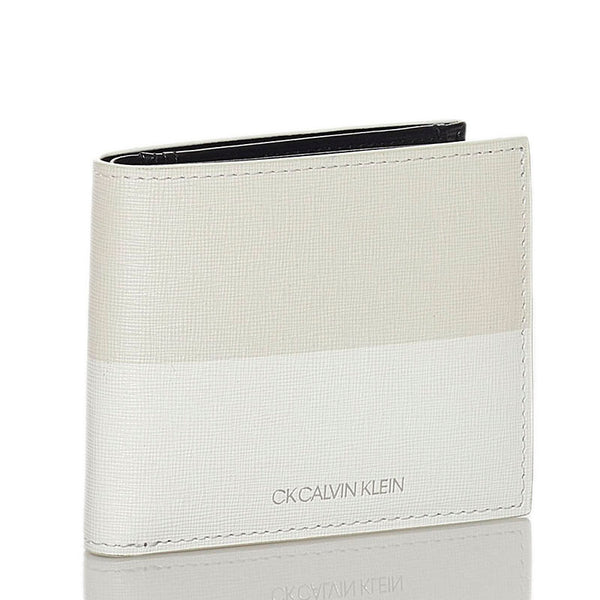 カルバンクライン 二つ折り財布 ホワイト レザー メンズ Calvin Klein 【中古】