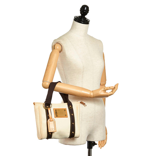 ルイ ヴィトン アンティグア カバ PM ミニトート ハンドバッグ M40039 エクリュ ホワイト キャンバス レザー レディース LOUIS VUITTON 【中古】