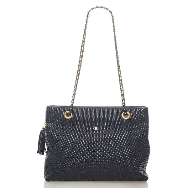 バリー チェーン ショルダーバッグ ブラック レザー レディース BALLY 【中古】