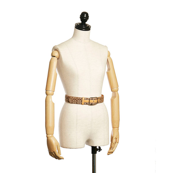 コーチ シグネチャー SMALL ベルト 8573 ブラウン キャンバス レザー レディース COACH 【中古】