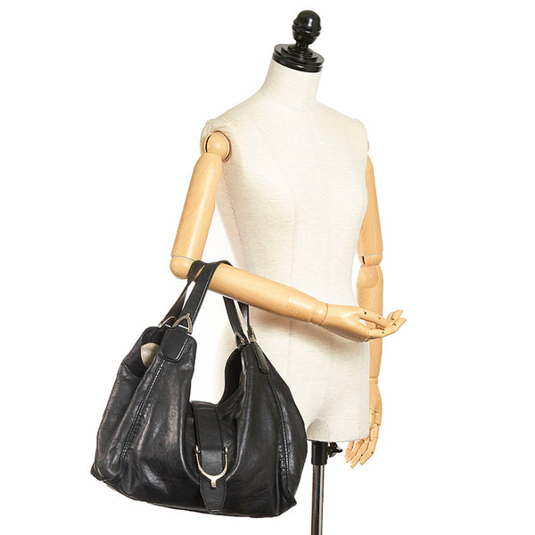 グッチ ソフト スティラップ ショルダーバッグ 296856 ブラック レザー レディース GUCCI 【中古】