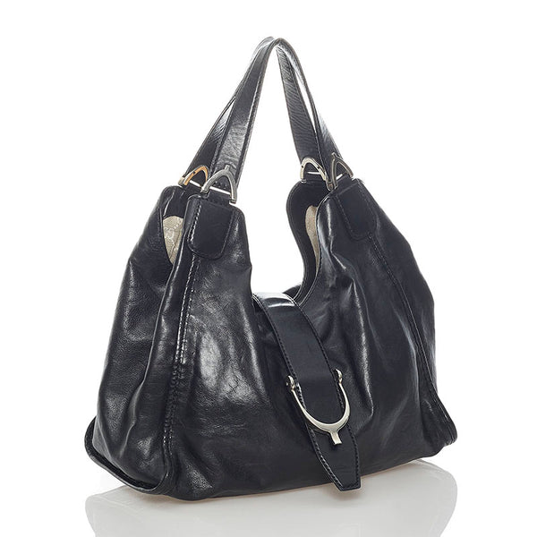 グッチ ソフト スティラップ ショルダーバッグ 296856 ブラック レザー レディース GUCCI 【中古】