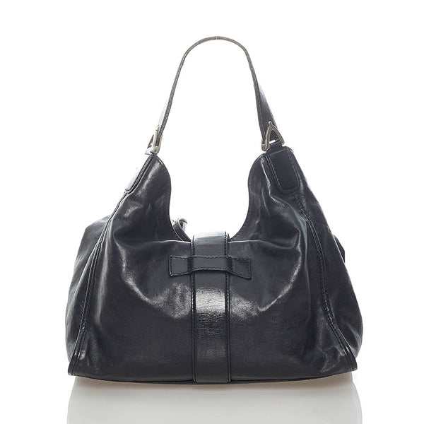 グッチ ソフト スティラップ ショルダーバッグ 296856 ブラック レザー レディース GUCCI 【中古】