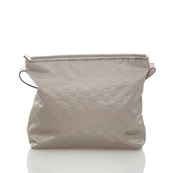 グッチ GGナイロン 斜め掛け ショルダーバッグ 314529 グレー ピンク ナイロン レザー レディース GUCCI 【中古】