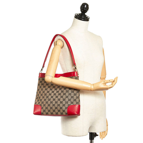 グッチ GGキャンバス ショルダーバッグ 0014231 ネイビー レッド キャンバス レザー レディース GUCCI 【中古】