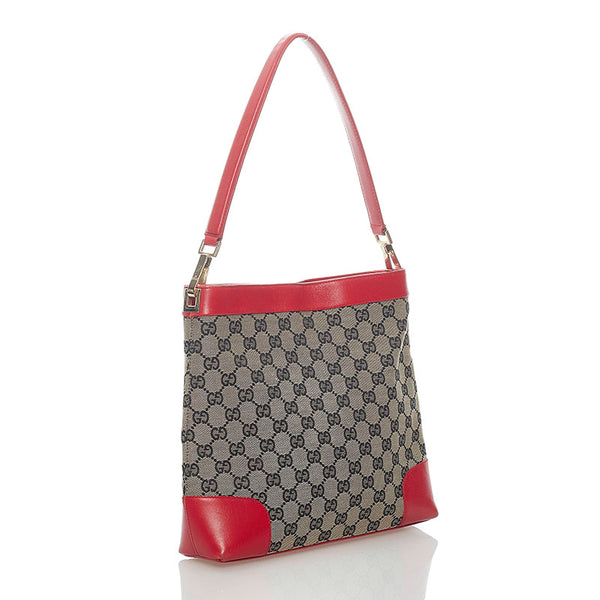 グッチ GGキャンバス ショルダーバッグ 0014231 ネイビー レッド キャンバス レザー レディース GUCCI 【中古】