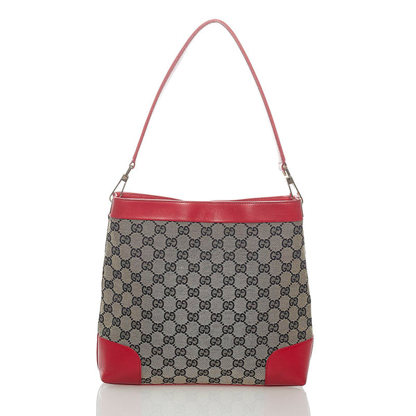 グッチ GGキャンバス ショルダーバッグ 0014231 ネイビー レッド キャンバス レザー レディース GUCCI 【中古】