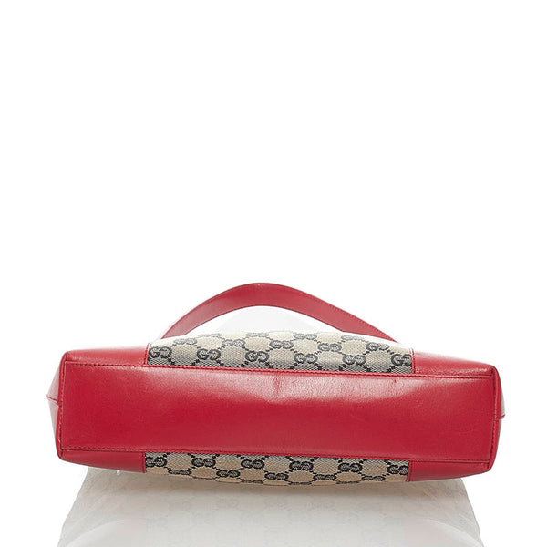 グッチ GGキャンバス ショルダーバッグ 0014231 ネイビー レッド キャンバス レザー レディース GUCCI 【中古】